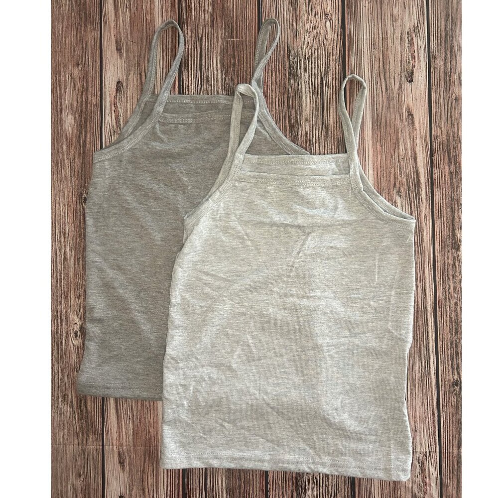 2Pcs Girls Straight Neck Tank Tops